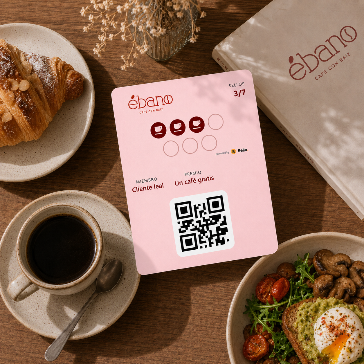 Tarjeta de lealtad Sello sobre una mesa de café